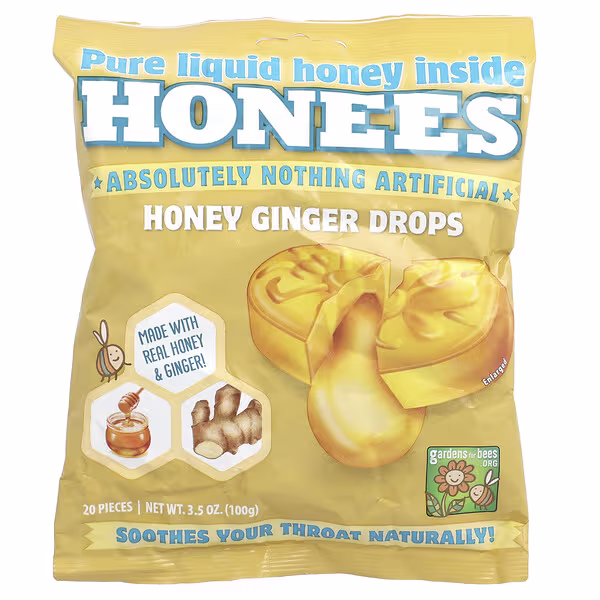 Honees, Honey Ginger Drops, 20 Pieces, 3.5 oz (100 g)