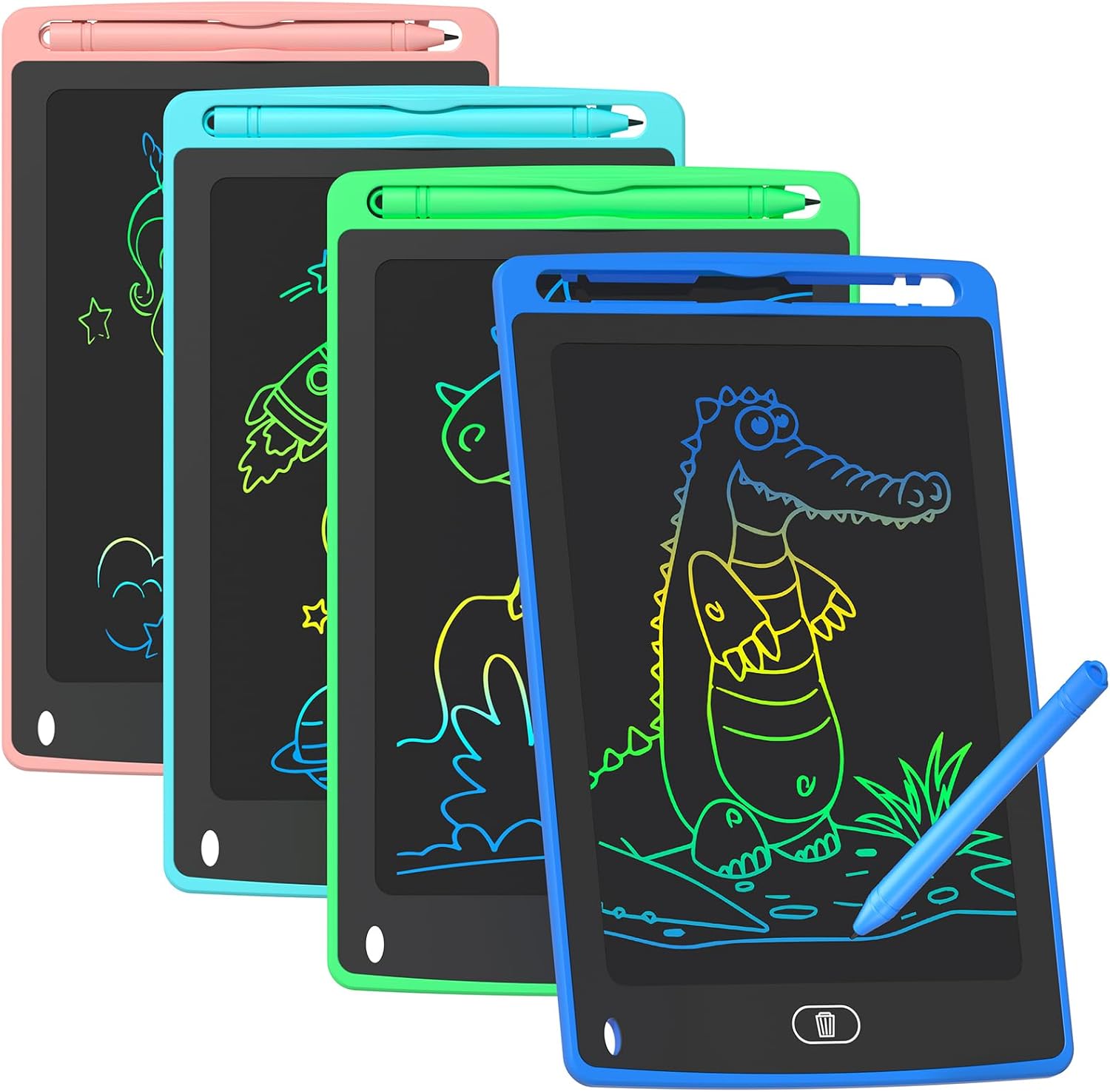 4 Pack LCD Writing Tablet for Kids, 8.5 Inch Colorful Doodle Board Drawing Tablet, Educational Learning Toys Birthday Gifts for Boys Girls Age 3 4 5 6 7 8