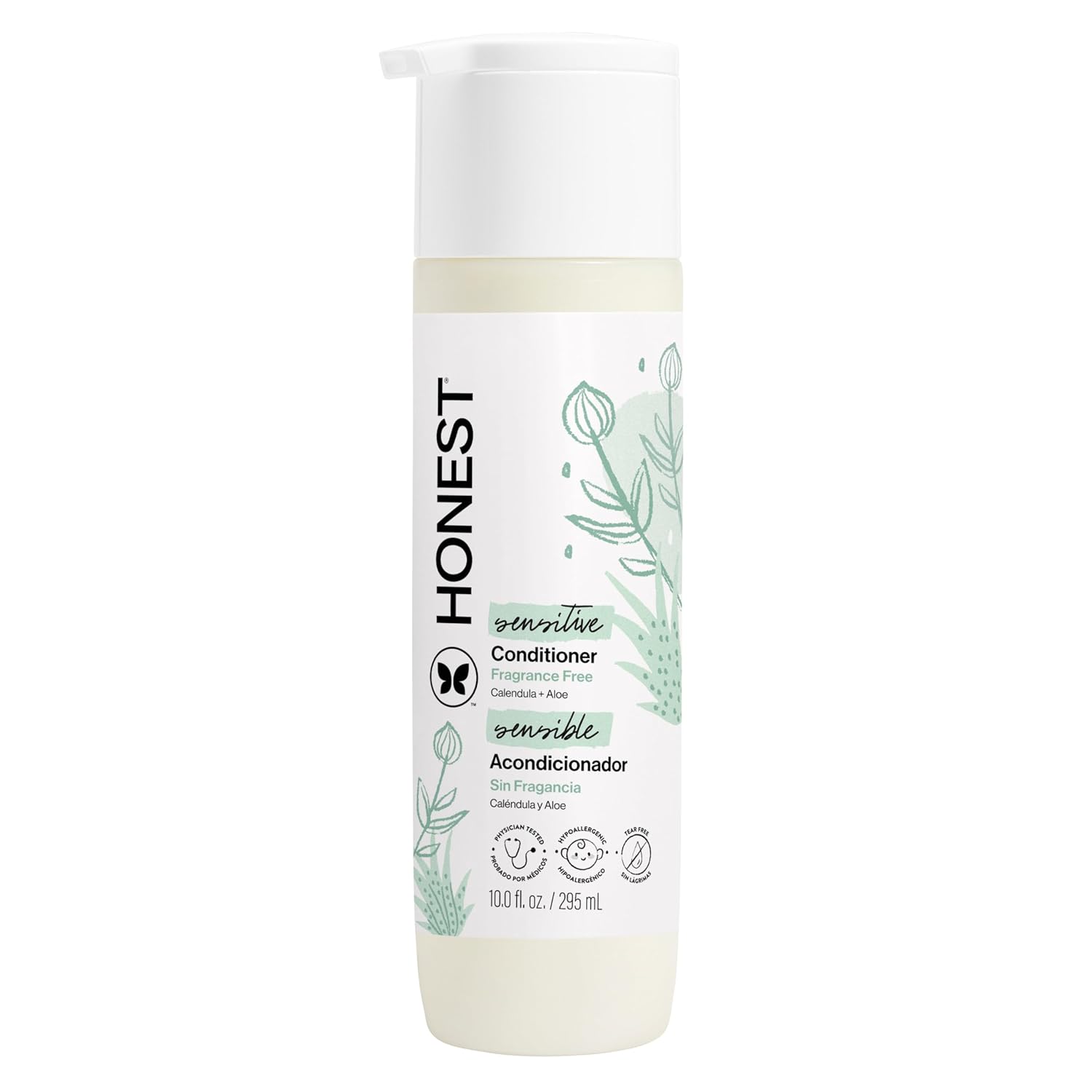 The Honest Company Conditioner, Hypoallergenic, Fragrance-Free, 10 fl oz | Conditioner, 10 Fl Oz. Tear-Free, Hypoallergenic, Naturally Derived, Silicone-Free. Gentle For Baby's Sensitive Skin.