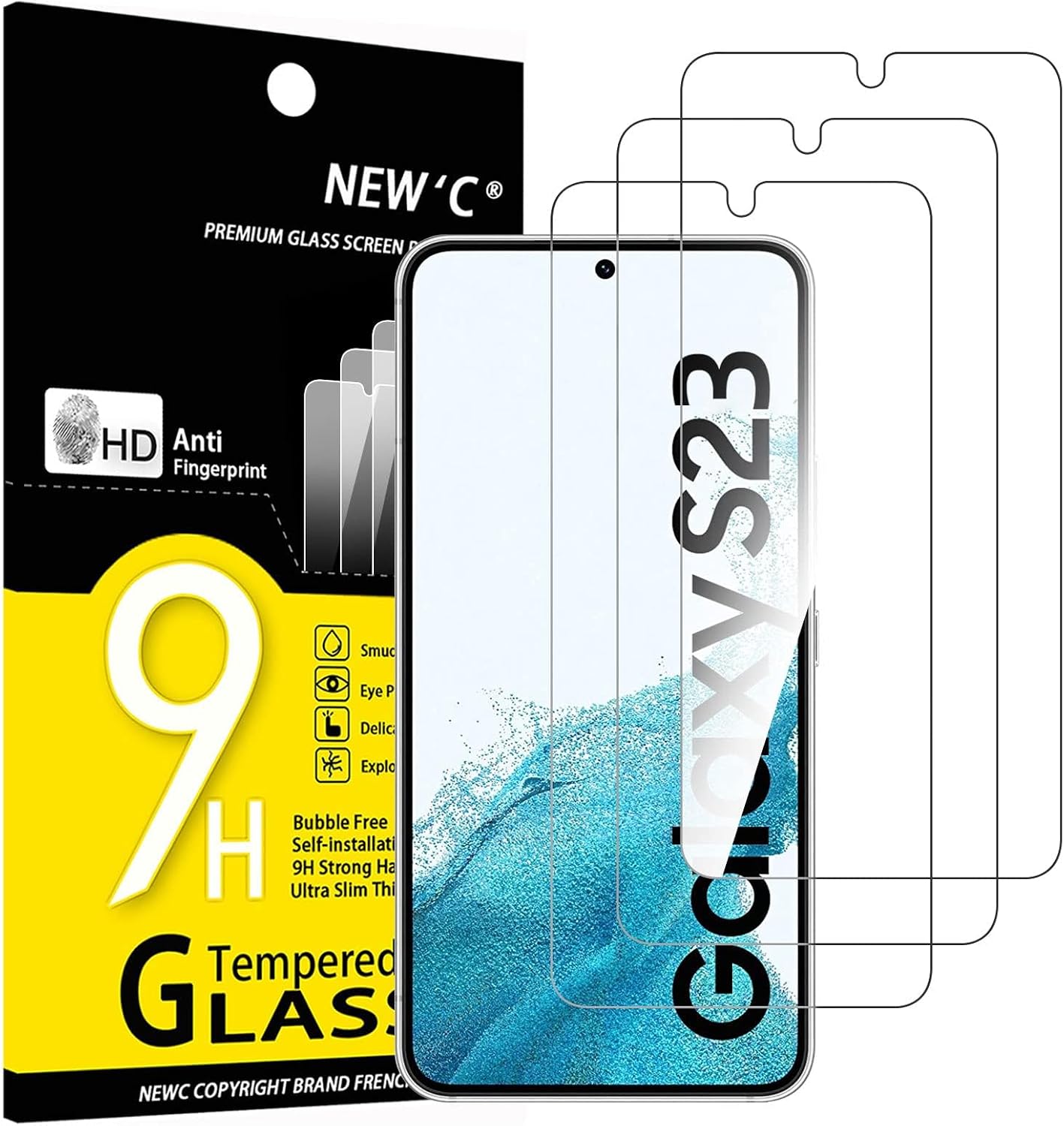 NEW'C for Samsung Galaxy S23 6.1" (SM-S911),Screen Protector Tempered Glass