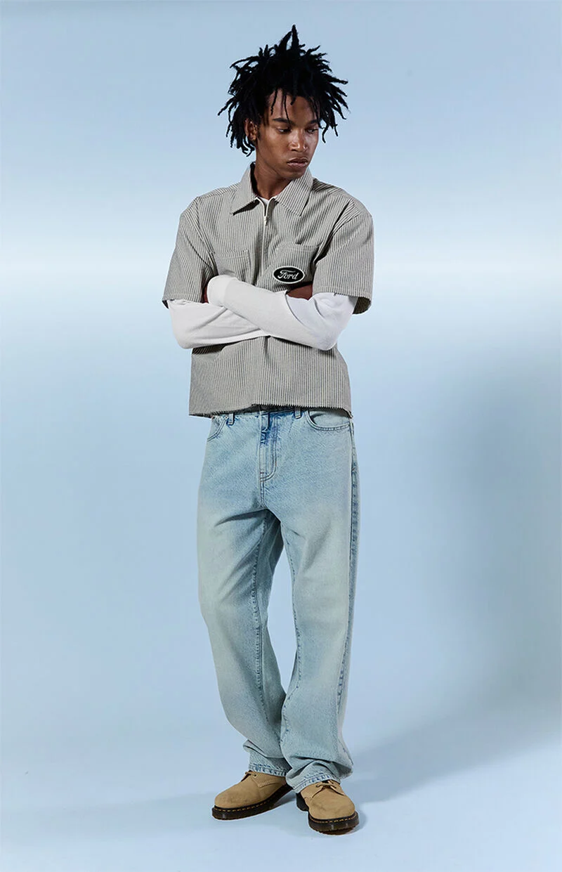Pacsun Dylan Baggy Jeans Acid Wash Light Indigo