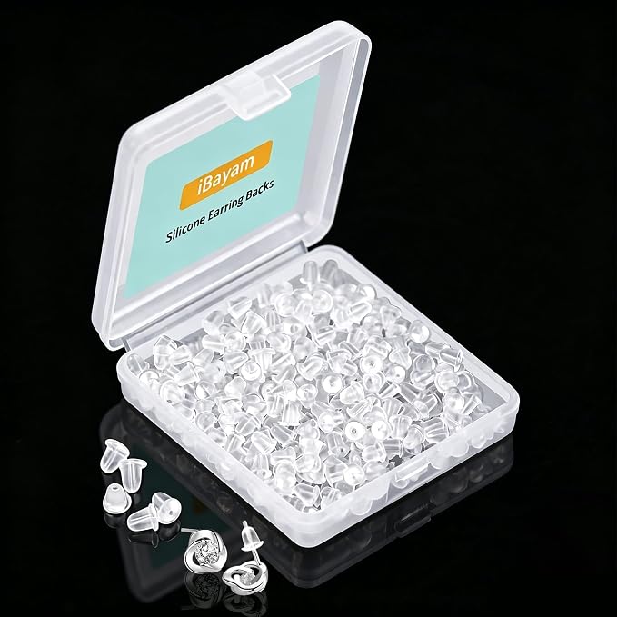 Silicone Earring Backs Earring Backings Soft Clear Ear Safety Back Pads Backstops Clutch Stopper Replacement for Fish Hook Earring Studs Hoops Diameter 4mm (300)