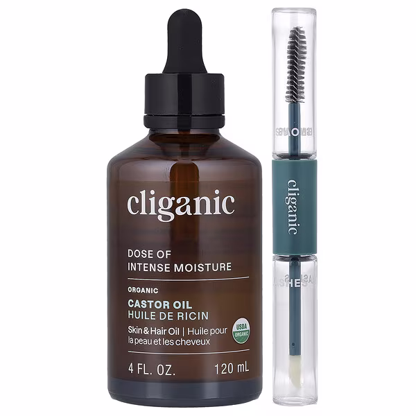 Cliganic, Dose of Intense Moisture™, Organic Castor Oil, Lash & Brow Set, 4 fl oz (120 ml)