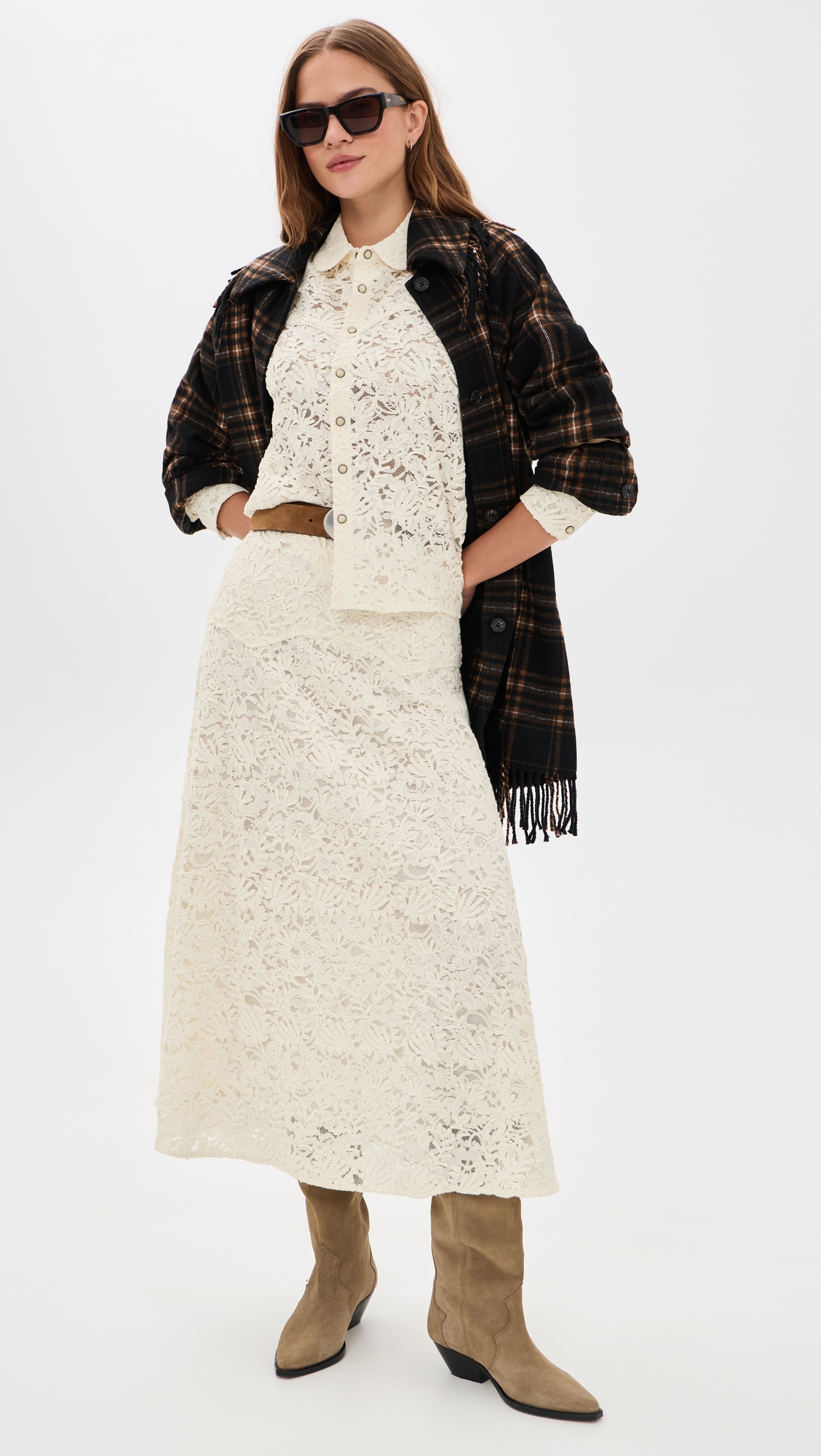 THE GREAT. The Relic Lace Saddle Skirt