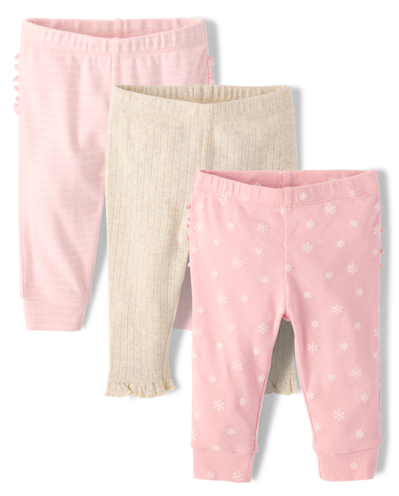 Baby Girls Snowflake Leggings 3-Pack