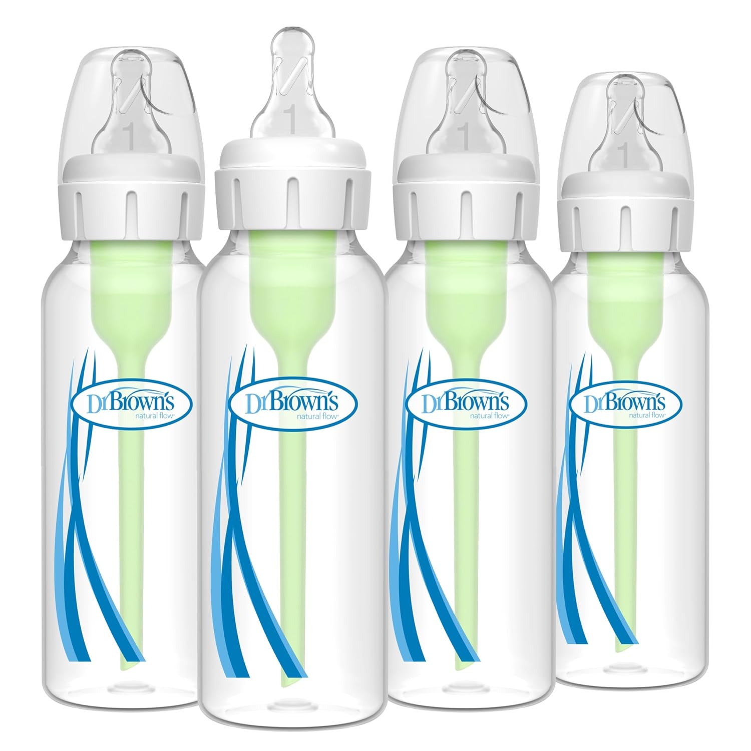 Dr. Brown's Anti-Colic Options+ Narrow Baby Bottle, Clear, 8 oz, 4-Pack
