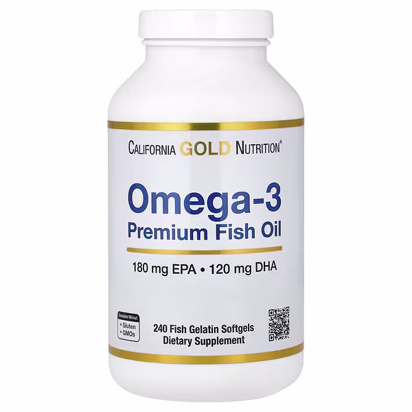 California Gold Nutrition, Omega-3, Premium Fish Oil, 240 Fish Gelatin Softgels (1,100 mg per Softgel)