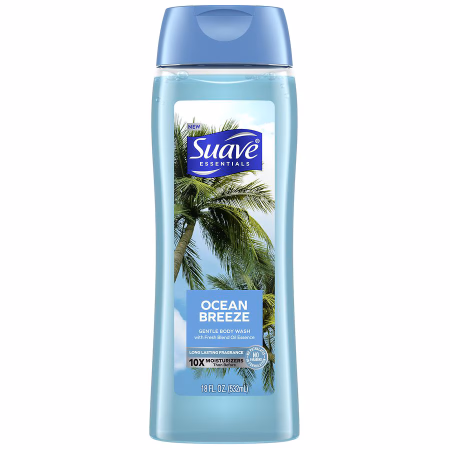 Suave Essentials Gentle Body Wash, Ocean Breeze, 18.0 fl oz