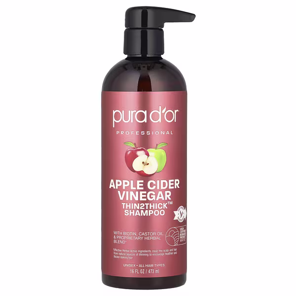 Pura D'or, Apple Cider Vinegar, Thin2Thick™ Shampoo, 16 fl oz (473 ml)
