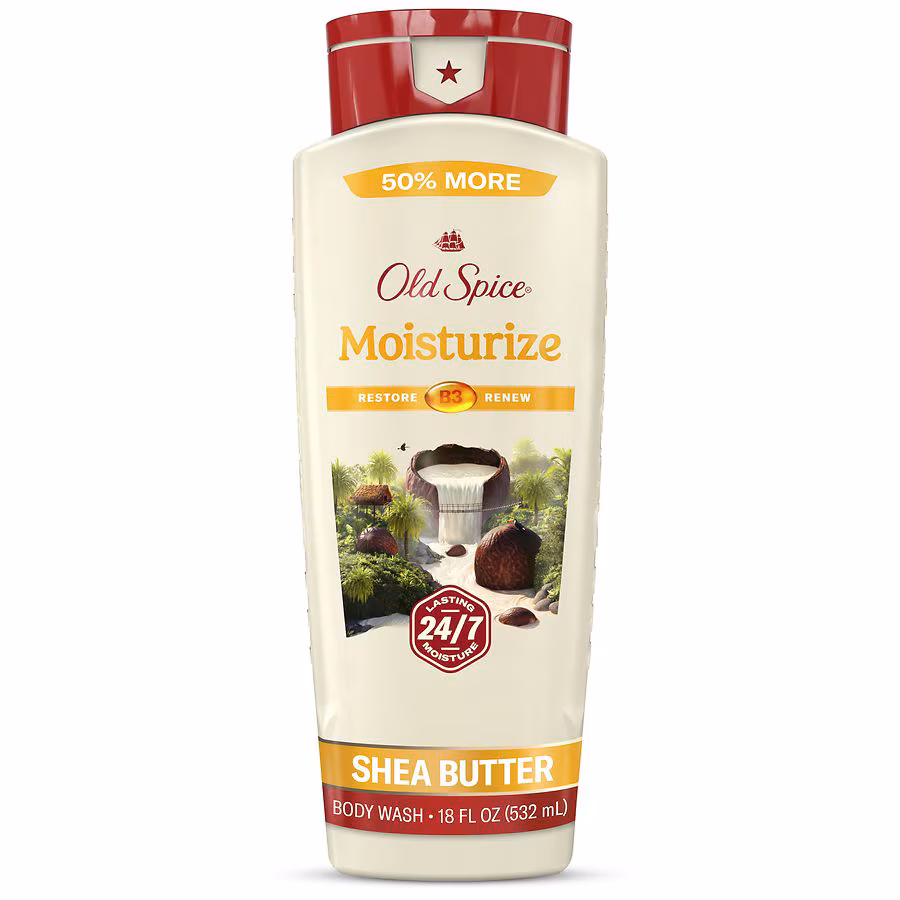 Old Spice Men's Body Wash Moisturize, 24/7 Moisturization Shea Butter