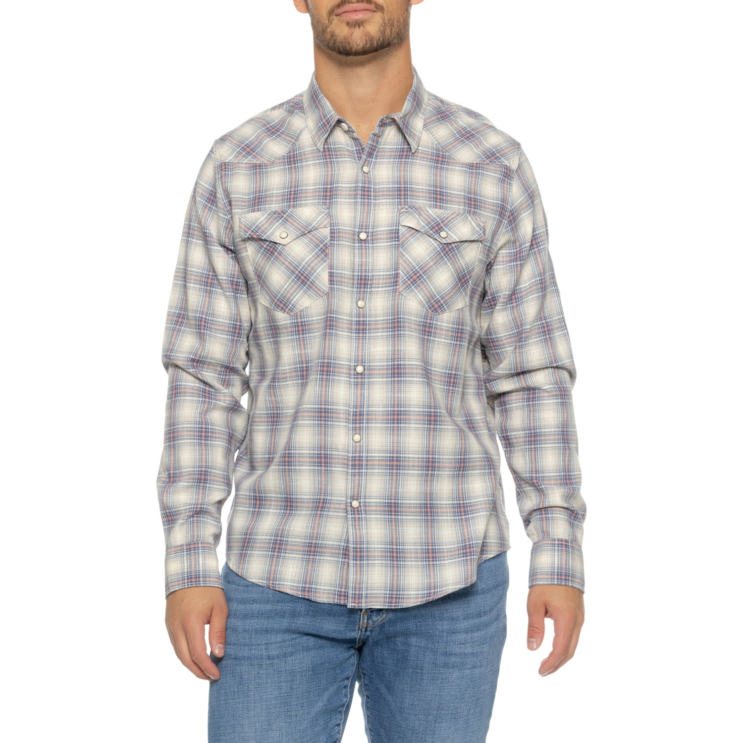 Lucky Brand Slub Poplin Western Shirt - Long Sleeve