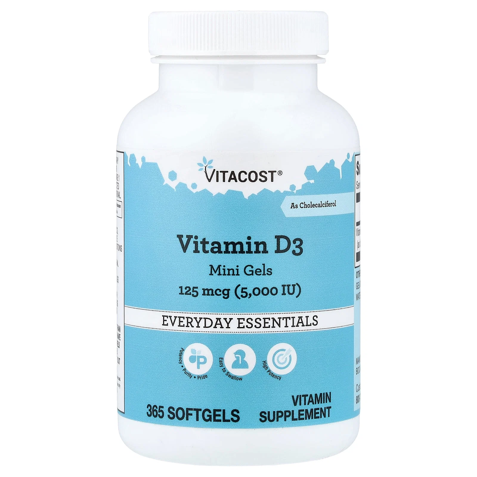 Vitacost Vitamin D3 Mini Gels -- 125 mcg (5000 IU) - 365 Softgels