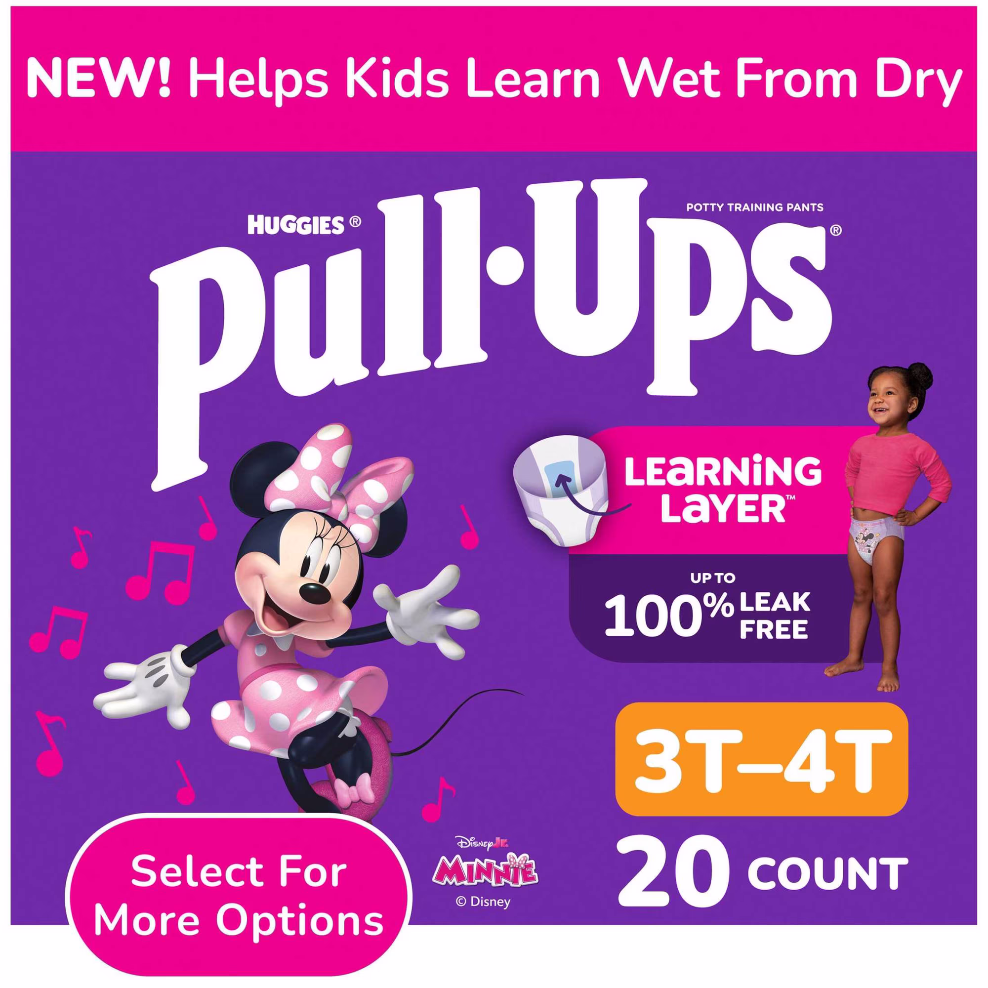 Pull-Ups Girls' Potty Training Pants with Learning Layer, 3T-4T, 20 Count