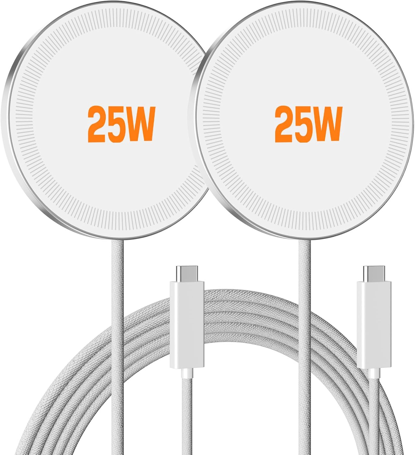 MagSafe 25W Wireless Charger for Apple Magnetic Fast Charging Pad | Compatible for iPhone Duo 18 17 17e 16 16e 15 14 13 12 Pro Max - AirPods-Slim Portable for Travel Bedside - 2 Pack, White