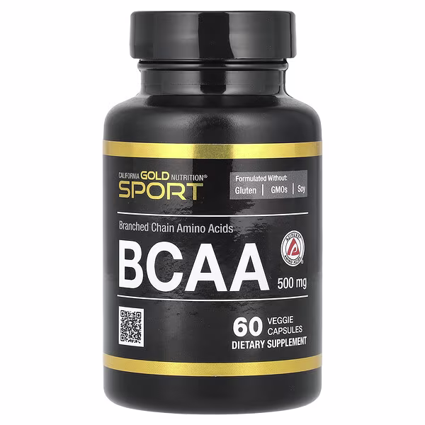 California Gold Nutrition, Sport, BCAA, AjiPure® Branched Chain Amino Acids 2:1:1 with L-Leucine, L-Isoleucine, and L-Valine, 500 mg, 60 Veggie Capsules