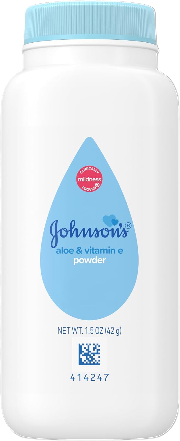 Johnson's Baby Naturally Derived Cornstarch Baby Powder, 1.5 oz | Hypoallergenic, No Added Parabens & Dyes for Gentle Baby Skin Care