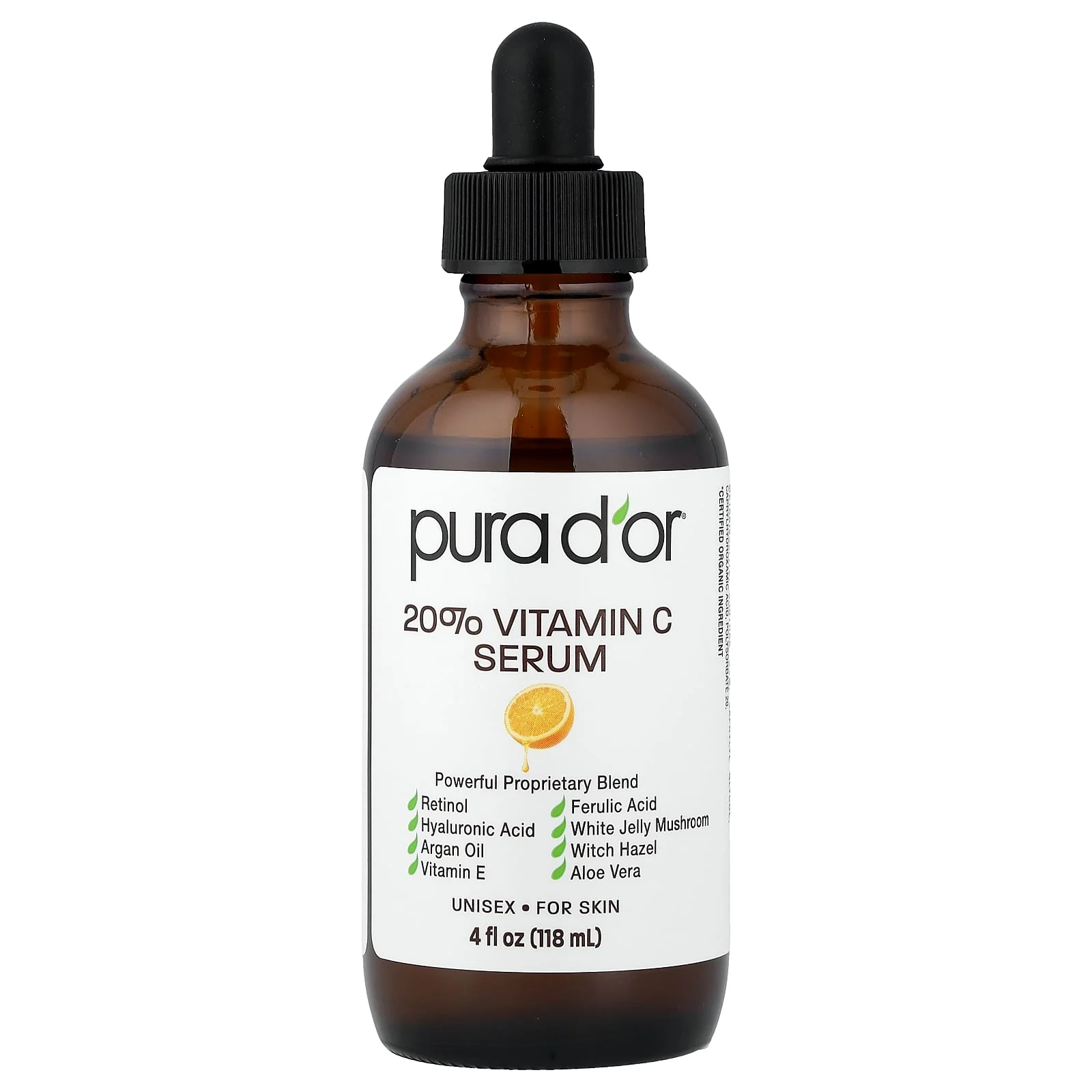 Pura D'or, 20% Vitamin C Serum, 4 fl oz (118 ml)