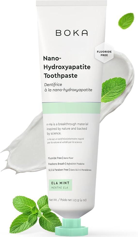 Boka Toothpaste - Nano Hydroxyapatite Toothpaste, Fluoride Free Toothpaste | Appropriate for Sensitive Teeth - Adult Oral Care - Ela Mint - 4 Oz, 1PK