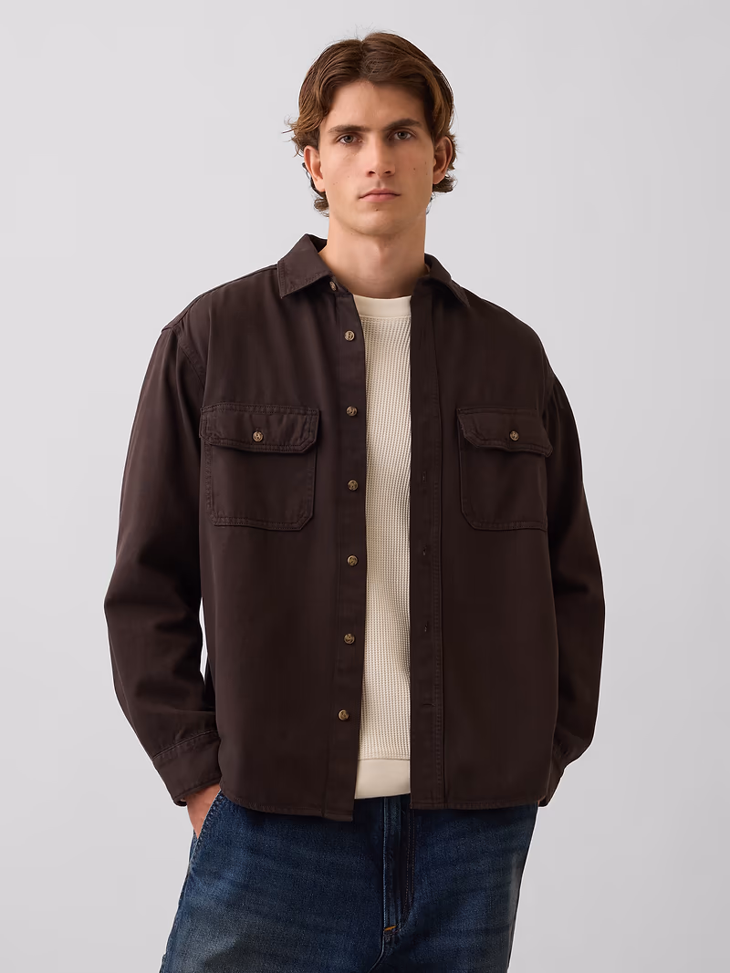 UltraSoft Denim Relaxed Utility Shirt