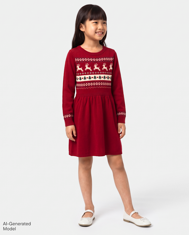 Girls Christmas Fairisle Sweater Dress