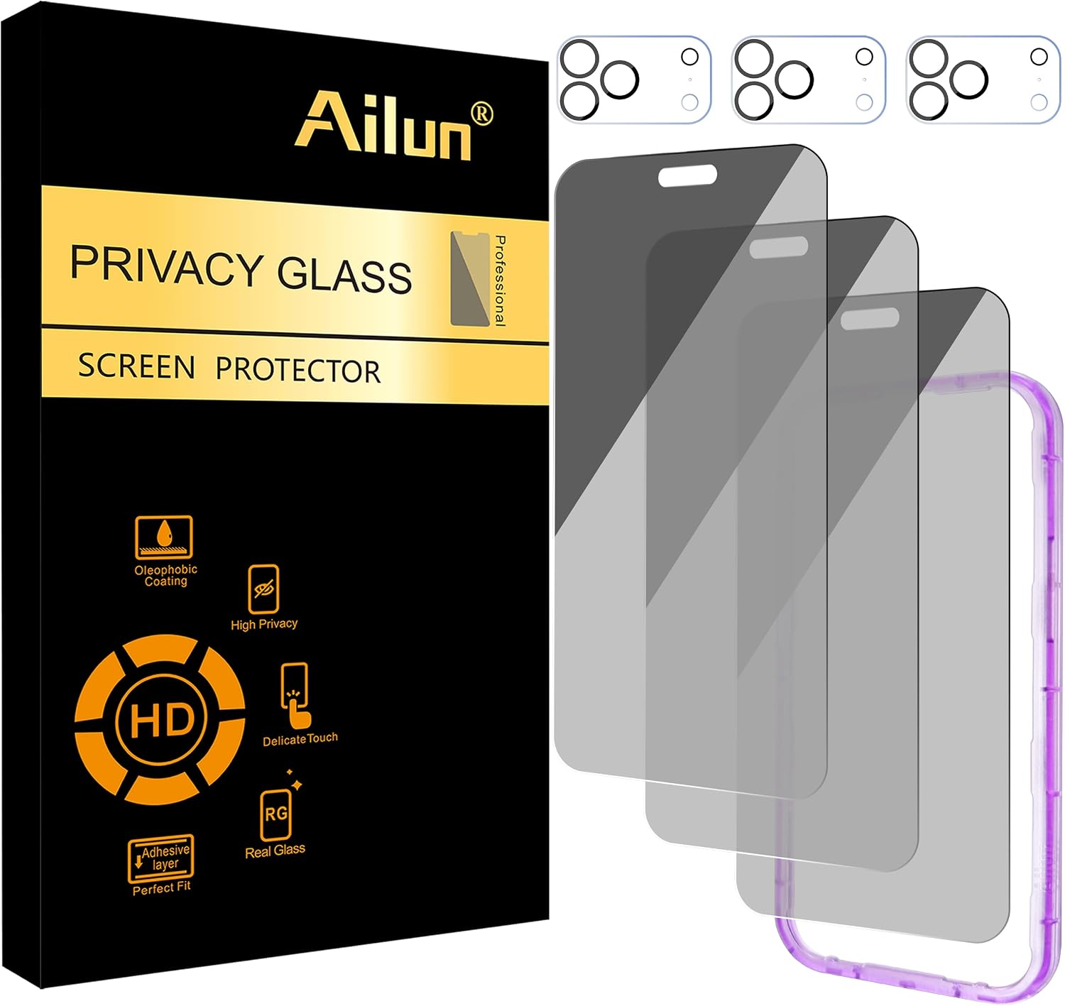 Ailun Privacy Screen Protector+Camera Lens Protector for iPhone 18 Pro Max