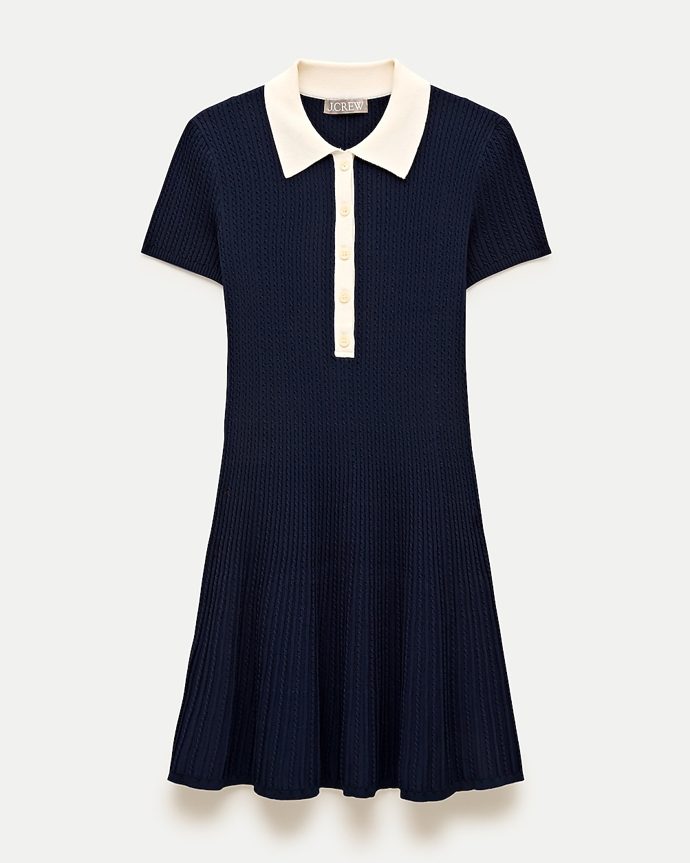 Cable-knit sweater-polo dress