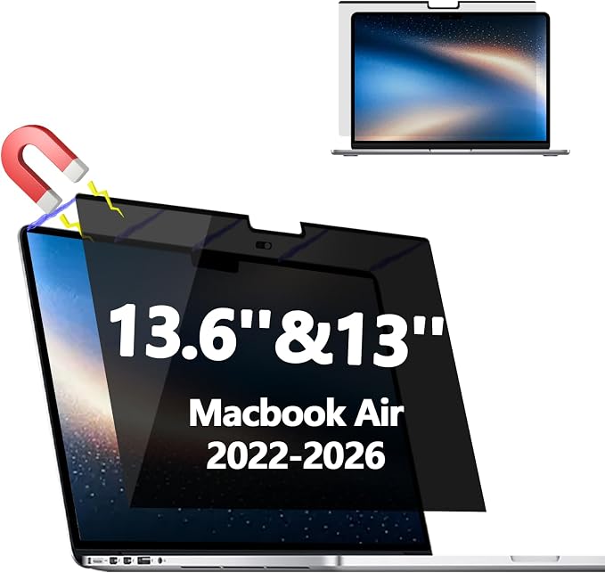 Magnetic Privacy Screen Protector for MacBook Air 13.6/13 Inch (2022-2026)