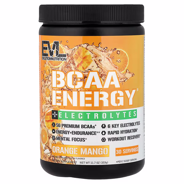 EVLution Nutrition, BCAA Energy® + Electrolytes, Orange Mango, 11.7 oz (333 g)