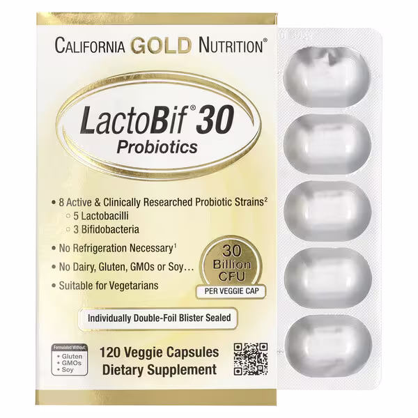 California Gold Nutrition, LactoBif® 30 Probiotics, 30 Billion CFU, 120 Veggie Capsules