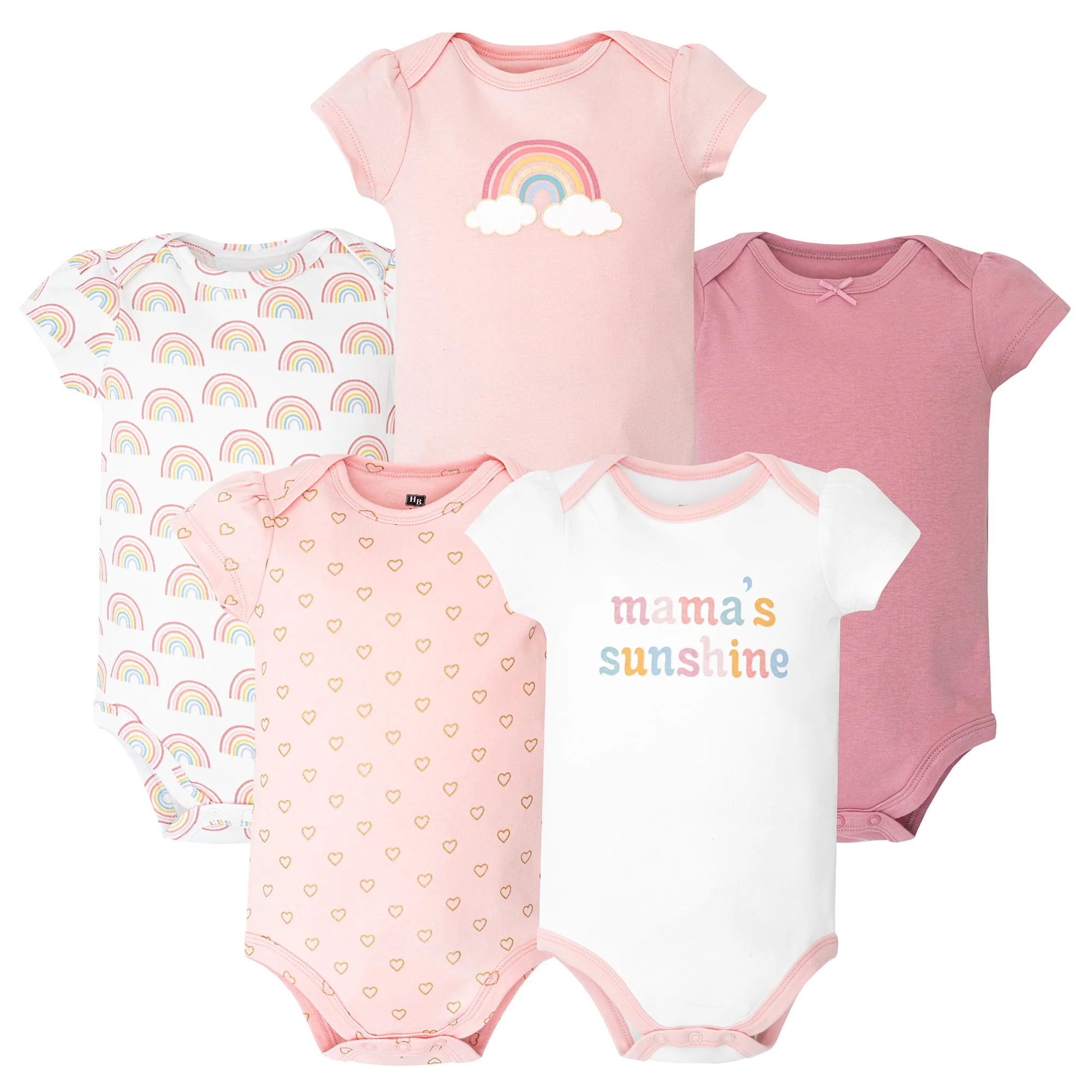 Hudson Baby Cotton Bodysuits 5-Pack, Mamas Mini Rainbow