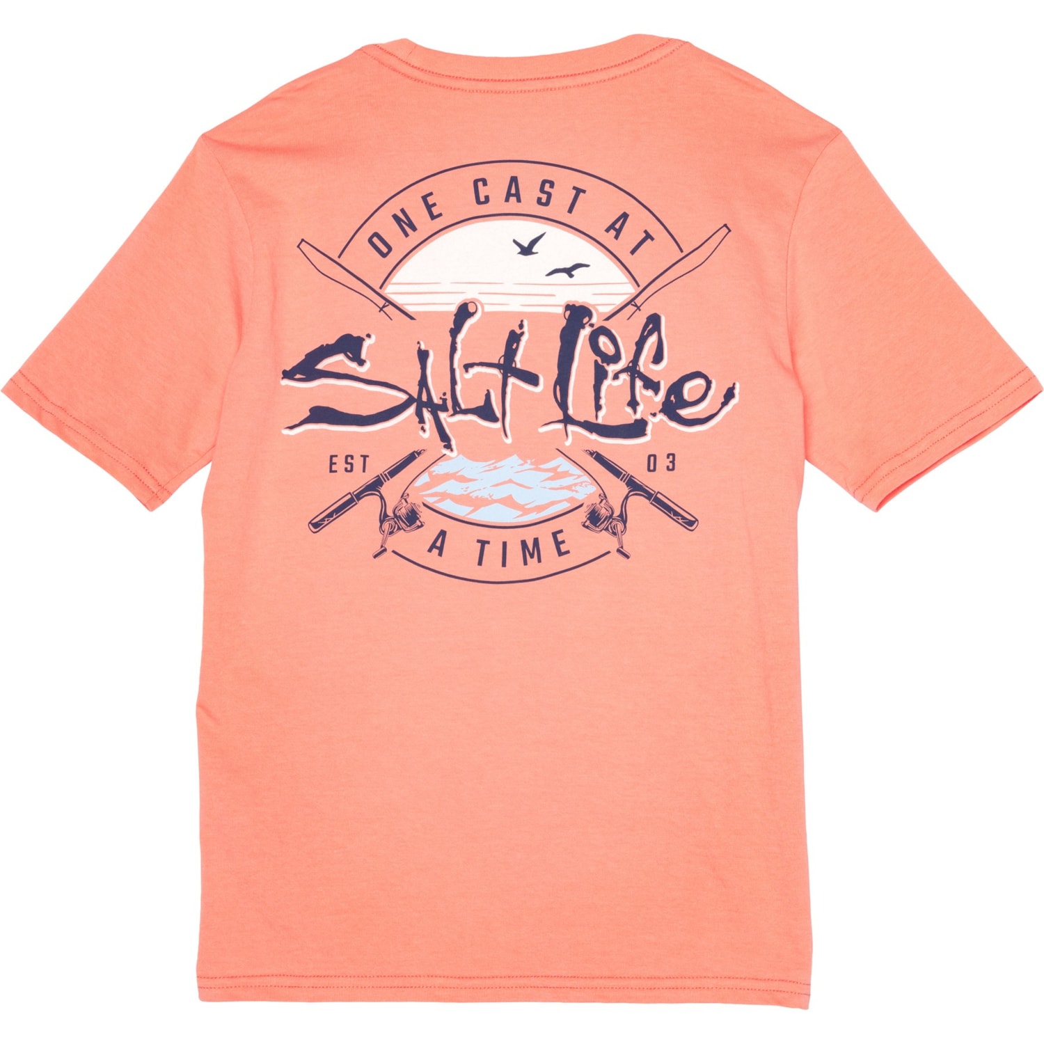 SALT LIFE Big Boys One Cast at a Time Graphic T-Shirt - Short Sleeve