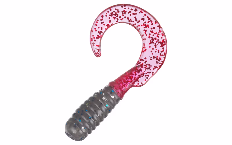 Bass Pro Shops Squirmin' Grub Heavy Glitter - 3" - Smoke Silver/Red Metalflake