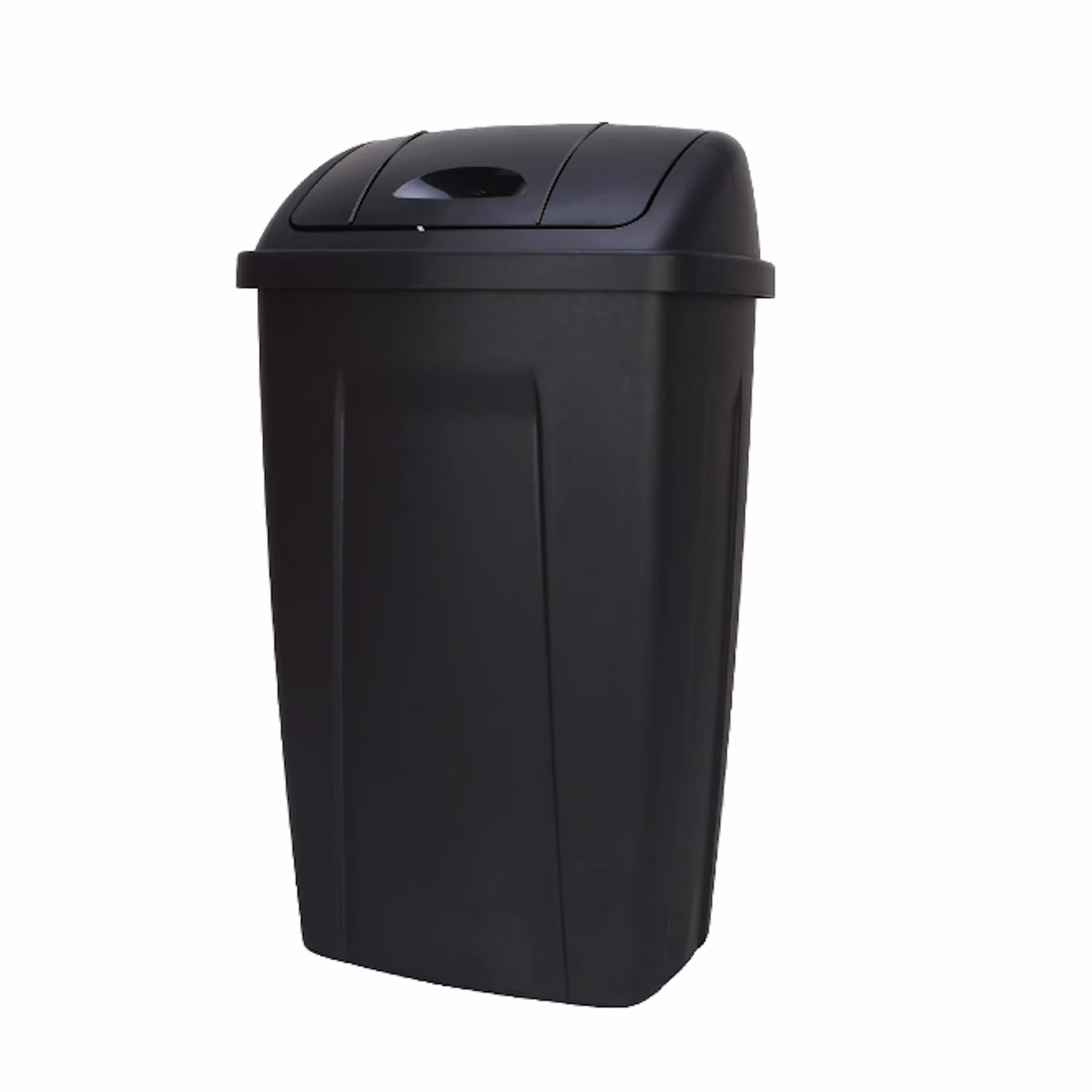 Mainstays Kitchen Trash Can, 13 Gallon Plastic Garbage Bin with Swing Top Lid, Black