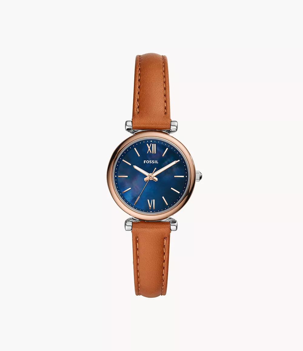 Carlie Mini 28mm Three-Hand Tan Leather Watch
