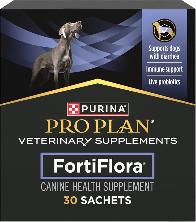 Purina Pro Plan Veterinary Supplements FortiFlora Dog Probiotic Supplement | FortiFlora Probiotic Supplement with strain of probiotics promotes intestinal health and can help management of diarrhea