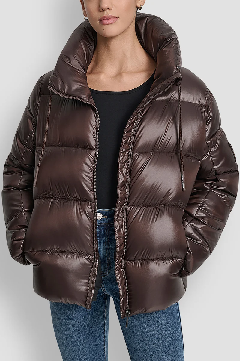 Quilted Puffer With Drama Collar