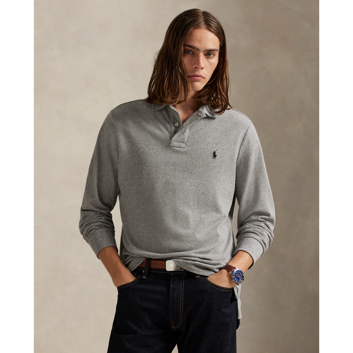 Mesh Long-Sleeve Polo Shirt – All Fits