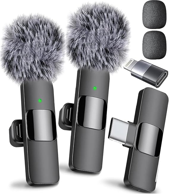 Mini Mic Pro (Latest Model – #1 Microphone for iPhone & Android, Wireless Mini Microphone, Clear Voice, Noise Cancelling, Lavalier Mic for TikTok, YouTube & Interviews