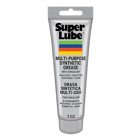 Super Lube Multi-Purpose Synthetic Grease w/ Syncolon - High Temperature, Water & Corrosion Resistant Grease - Workshop & Industrial Use - Food Grade - Translucent White - Tube - 3 oz (21030)
