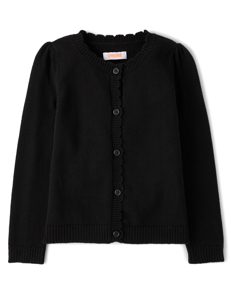 Girls Long Sleeve Scalloped Cardigan - Little Essentials