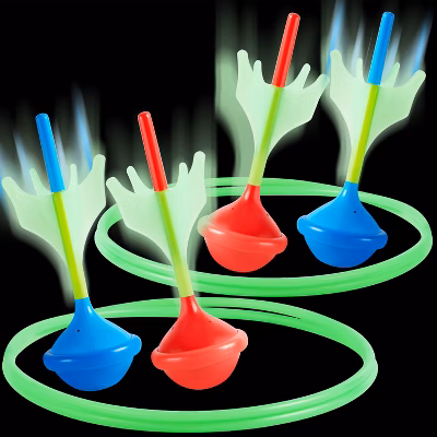 Joyfy 6 Pcs Glow in The Dark Lawn Darts Outdoor Games Set for Kids Adults Christmas Party Yard Game Easter Activities Family Camping Backyard Games