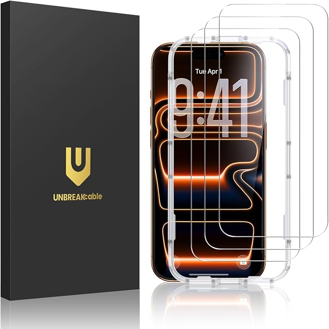 UNBREAKcable 3-Pack Screen Protector for iPhone 17 Pro Max Tempered Glass