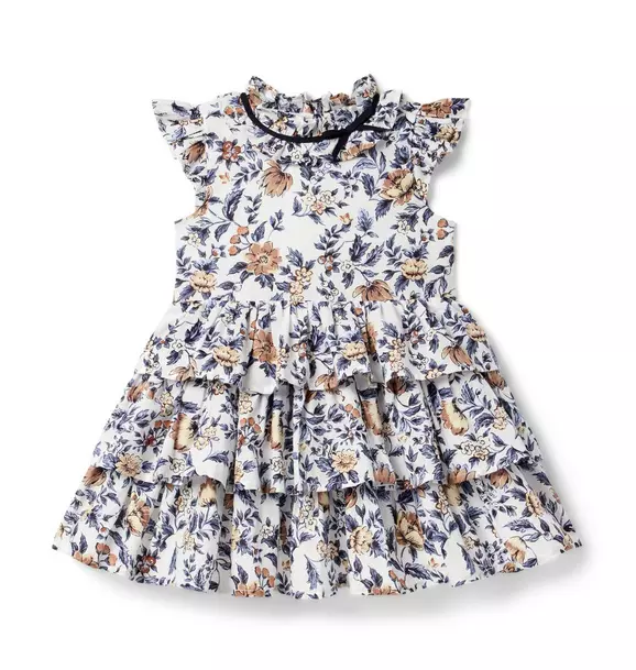 Floral Flutter Sleeve Tiered Dress