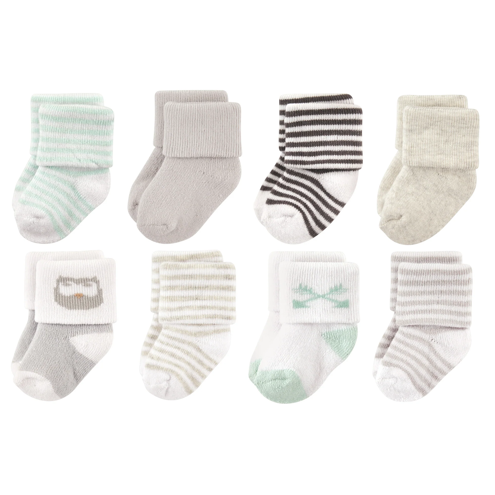 Luvable Friends Newborn and Baby Terry Socks, Owl