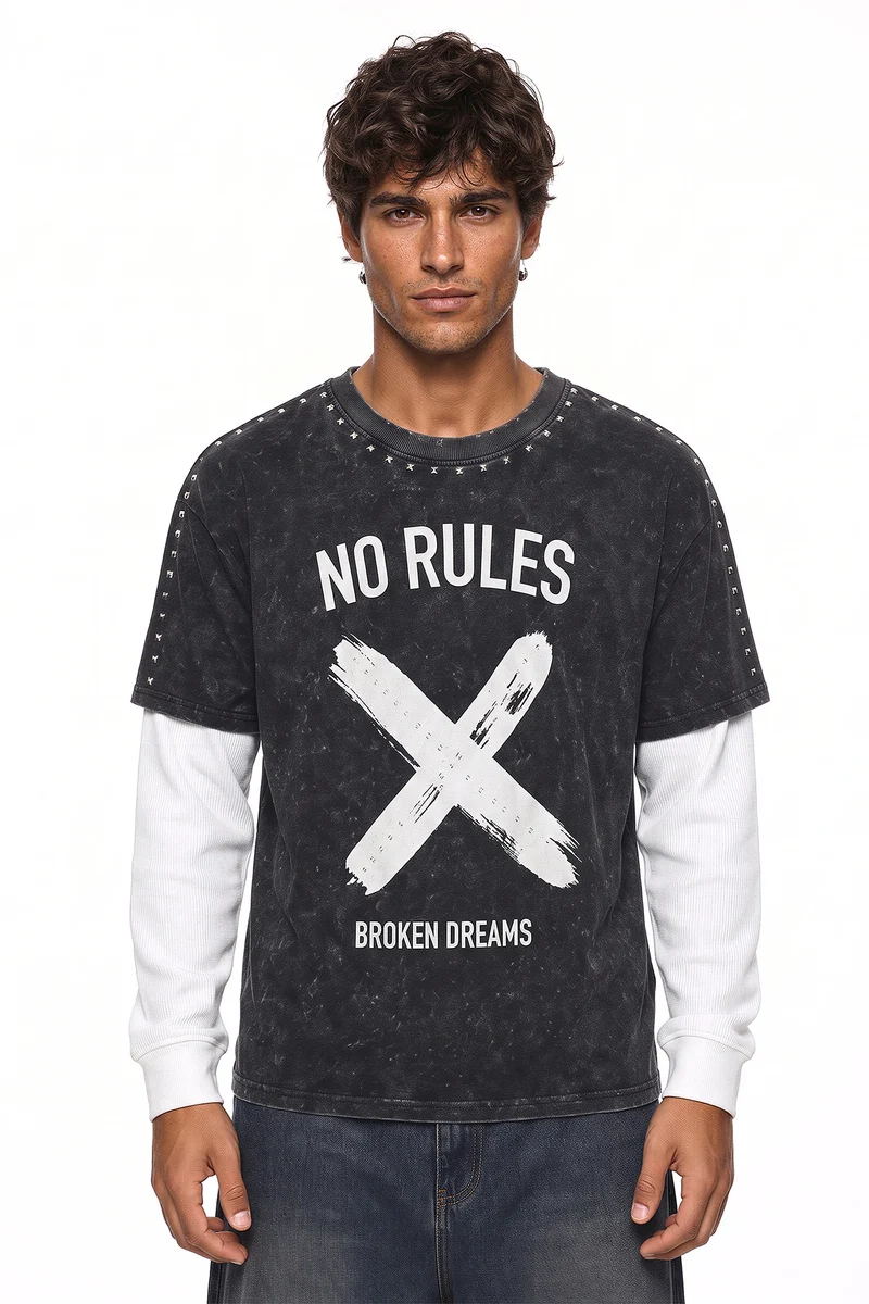 Mineral Wash Layered Graphic Top