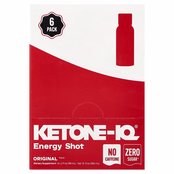 Ketone-IQ, Energy Shot, Original, Caffeine Free, 6 Bottles, 2 fl oz (59 ml) Each