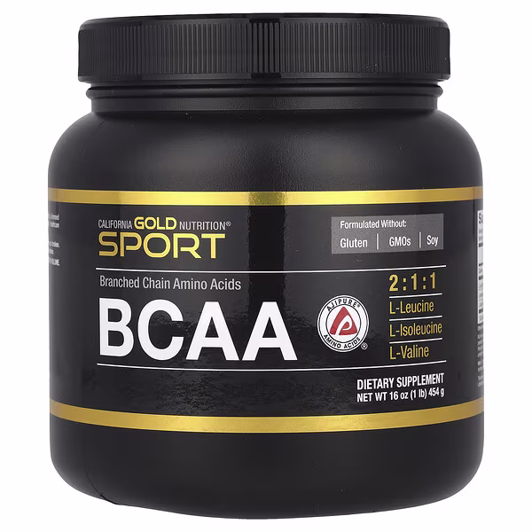 California Gold Nutrition, Sport, BCAA Powder, AjiPure® , Branched Chain Amino Acids 2:1:1 with L-Leucine, L-Isoleucine and L-Valine, 1 lb (454 g)