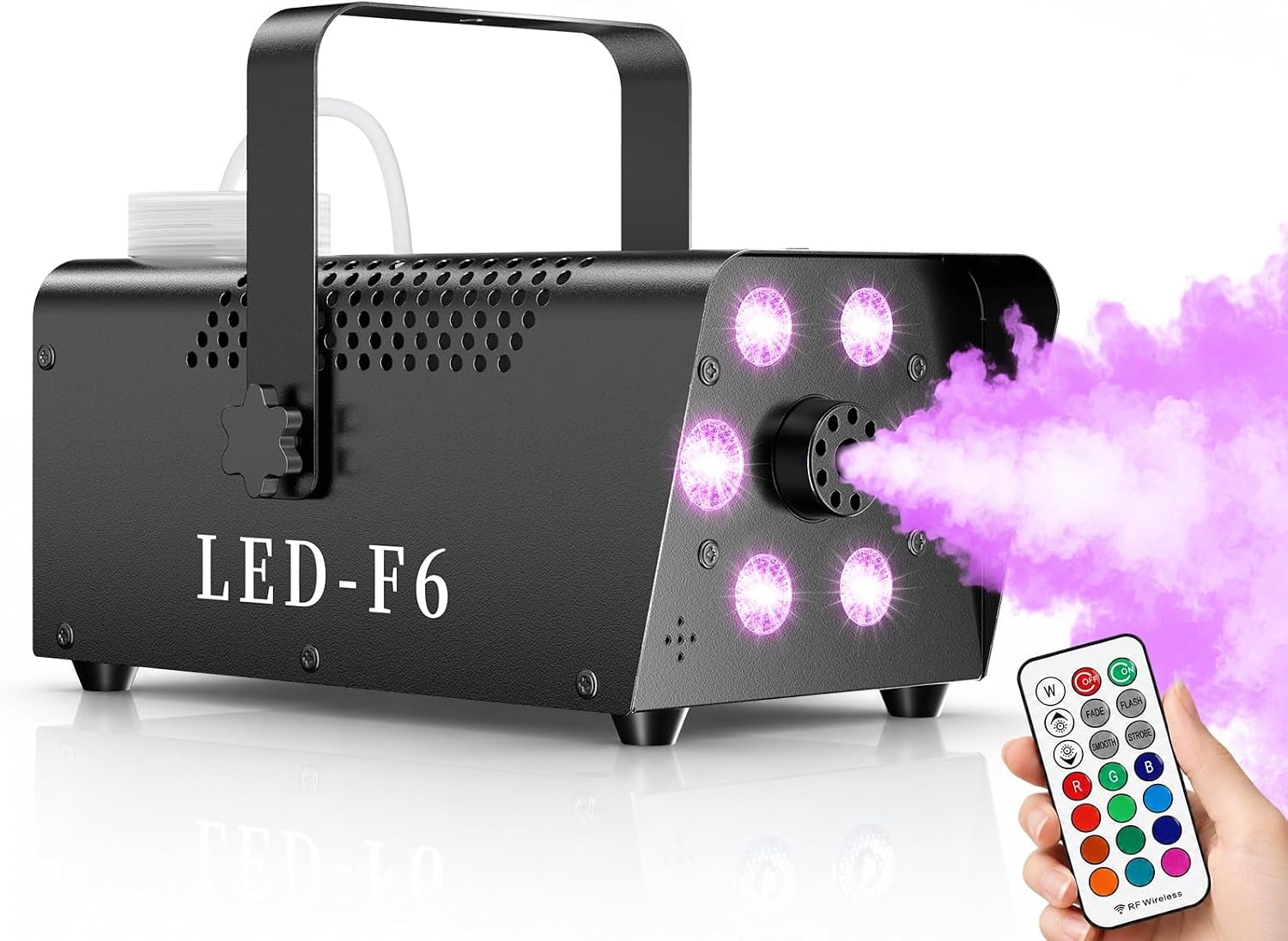 Dashsafe 1200W Fog Machine, 6000CFM for Halloween, RGB, Auto Mode & Remote | 13-Color LED Effect, Wired & Wireless Remote, Dry Run Protect, Continuous Smoke, for Indoor, Outdoor, Weddings, Parties & DJ