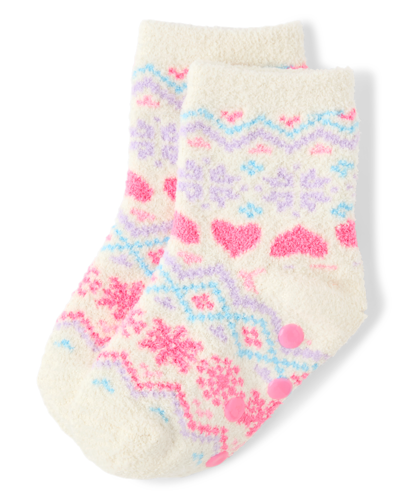 Toddler Girls Heart Fairisle Cozy Socks - multi