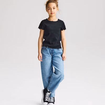 Girls' Short Sleeve Ribbed Fitted T-Shirt - Cat & Jack™